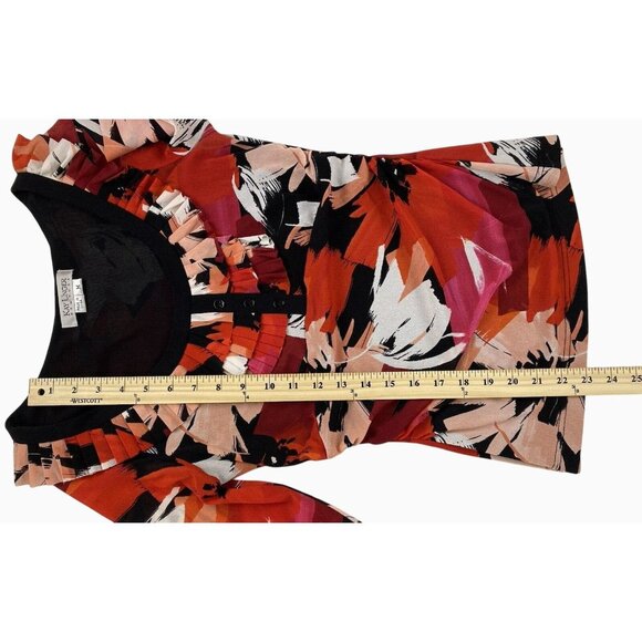 Kay Unger Y2K Medium Cinched Ruched Waist Multicolor Abstract Print Ruffled Top - Picture 11 of 15